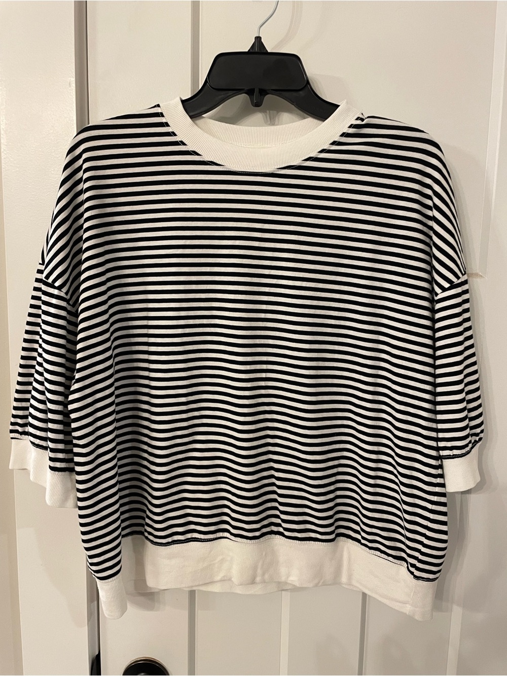 LA MIEL Black & White Striped Short Sleeve Shirt